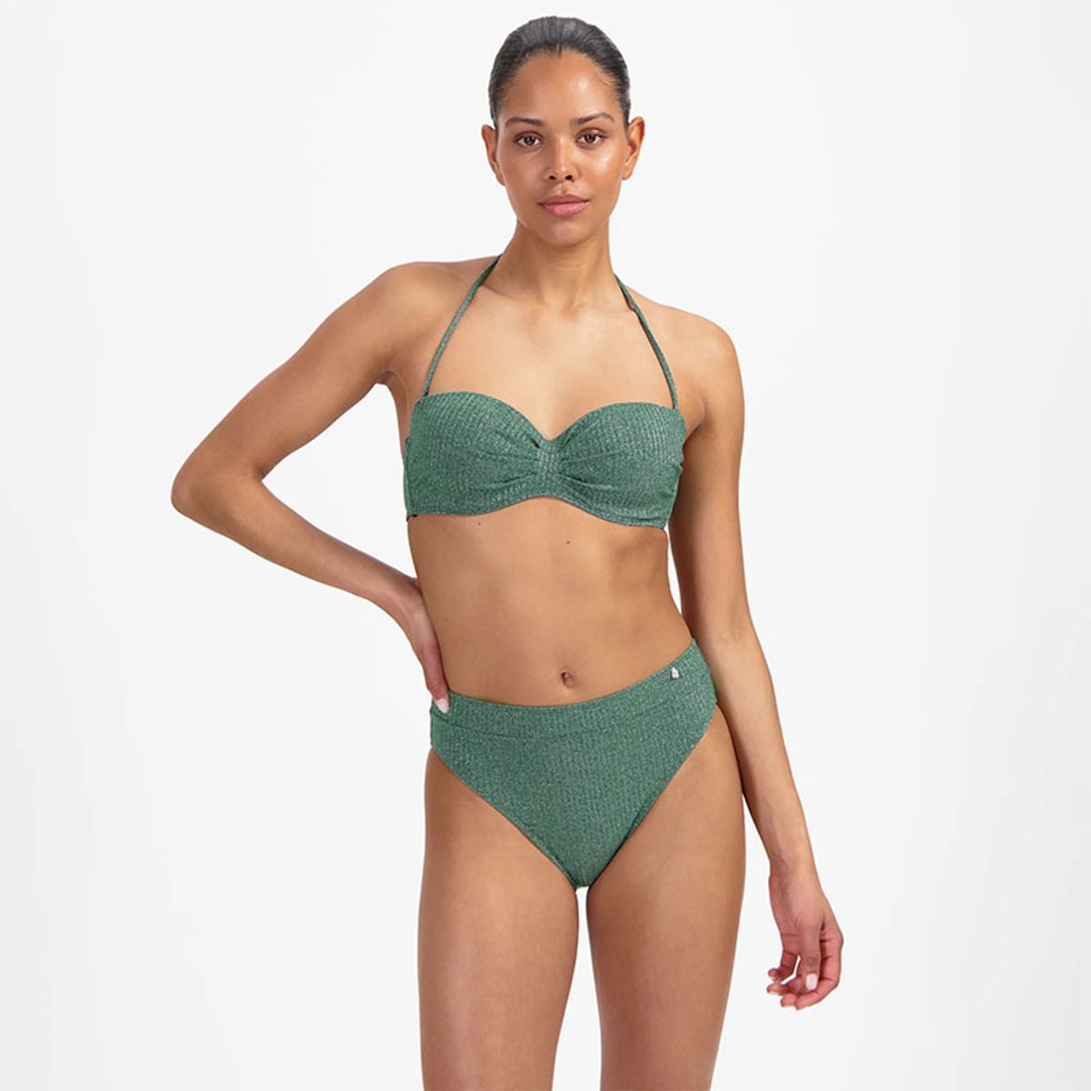 Beachlife Green Glitter Strapless Bikinitopp