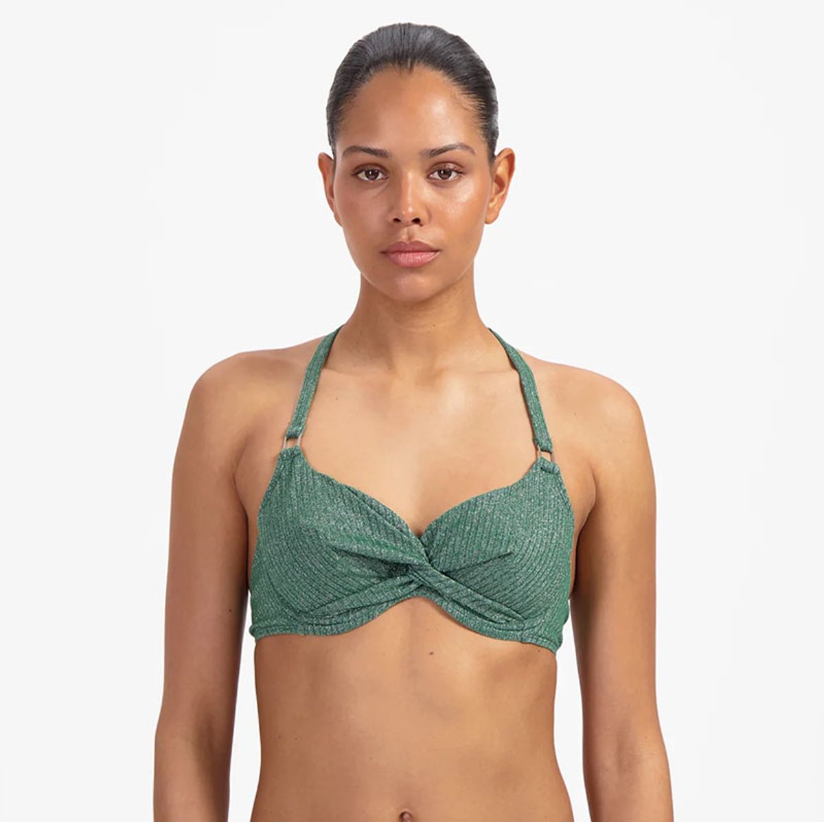Beachlife Green Glitter Fullcup Bikinitopp