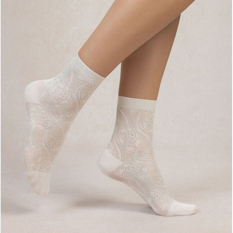 Bleuforet Lacy Silk Ankle Socks Neige