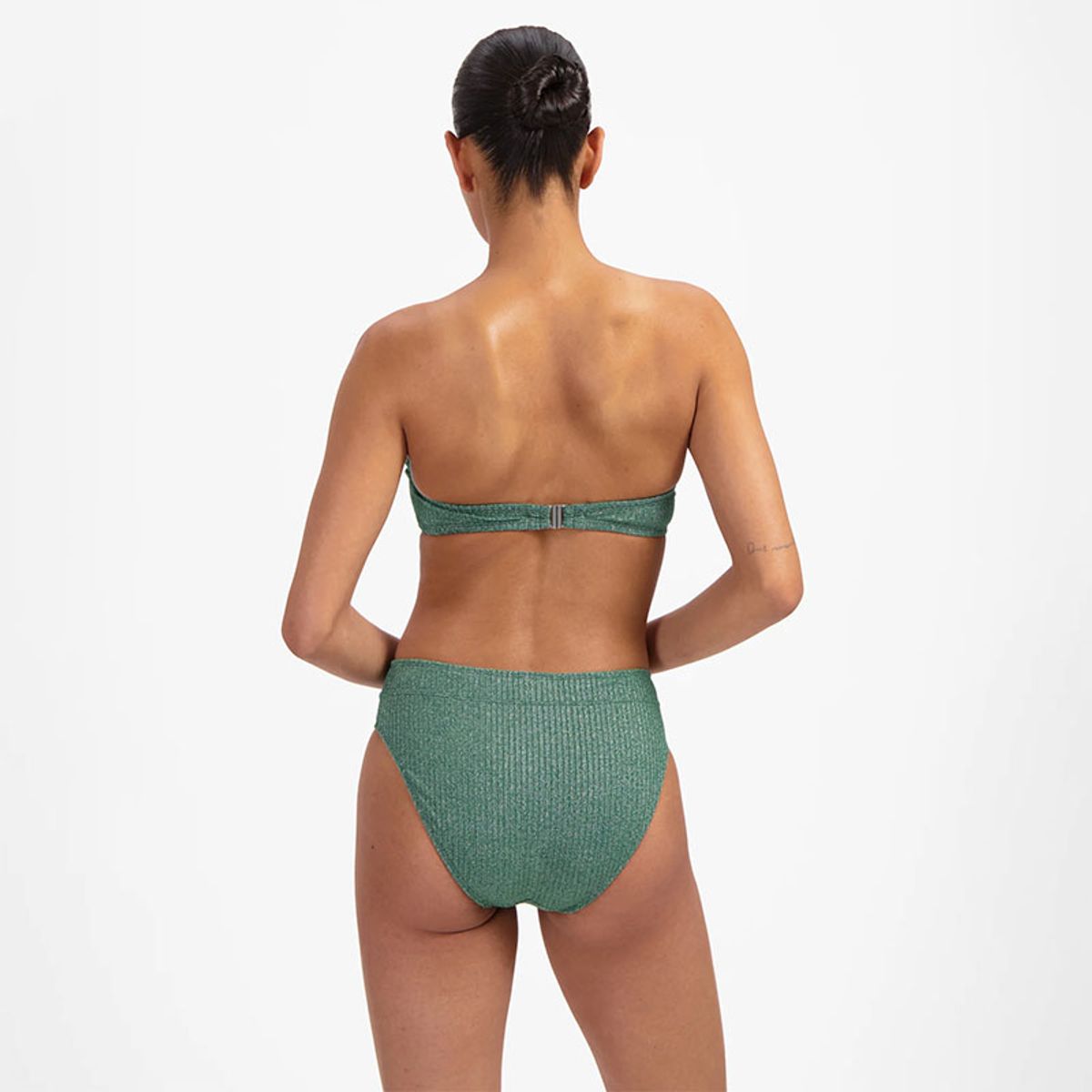 Beachlife Green Glitter Strapless Bikinitopp