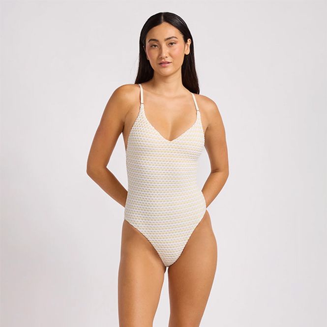 Hovedbilde Seafolly Mesh Effect V Neck Badedrakt Ecrue