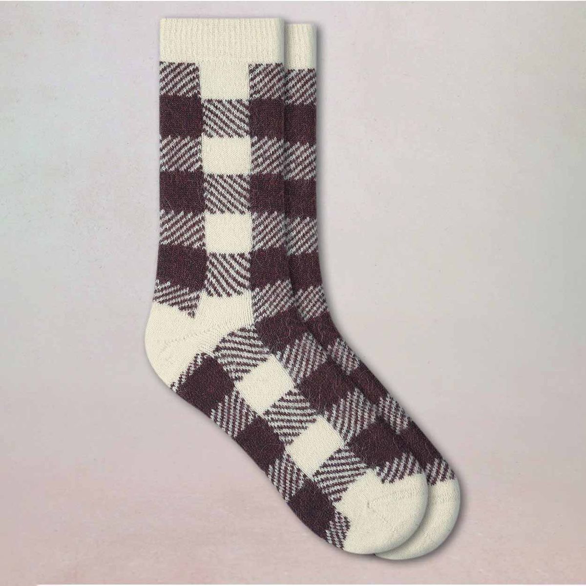 Bleuforet Alpaca Wool Socks With Tartan Pattern